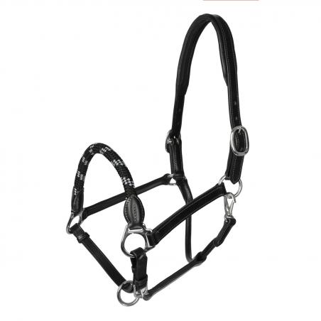 Acavallo Leather Halter With Ergonomic Pollguard - Rope Noseband