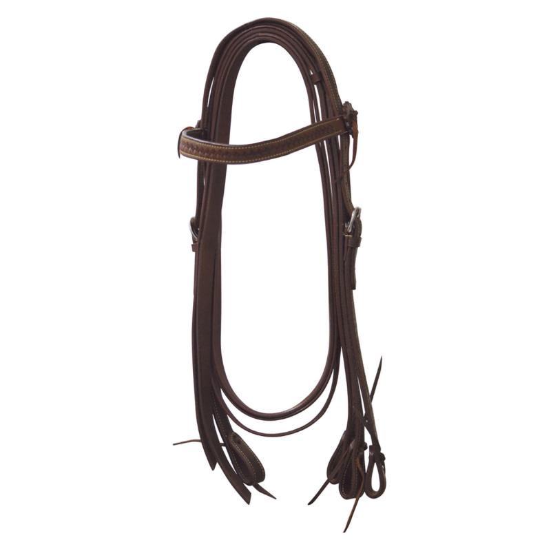 Western Bridle Straight Browband Basket Or Flower Tooling
