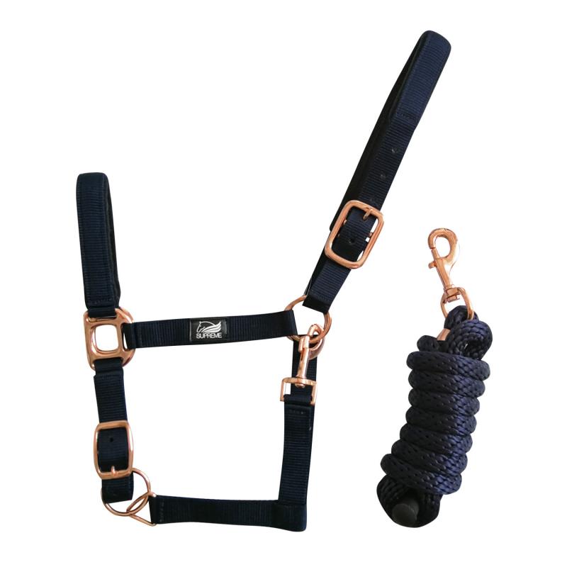 Rose Gold Line Nylon Halter + Lead