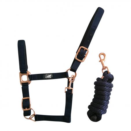 Rose Gold Line Nylon Halter + Lead