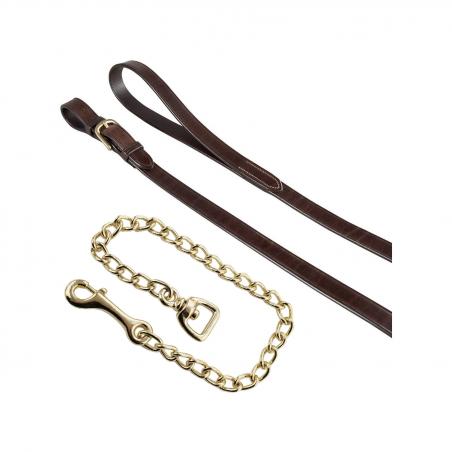 Equestro Leather Lead With Brass Chain Fittings