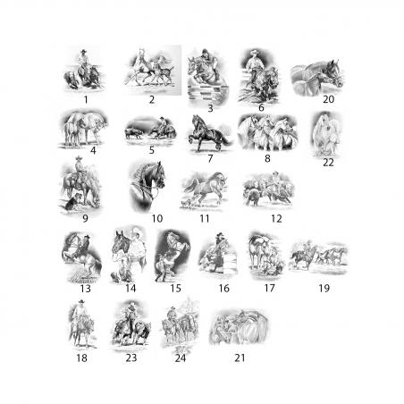 Print With Equestrian Subjects