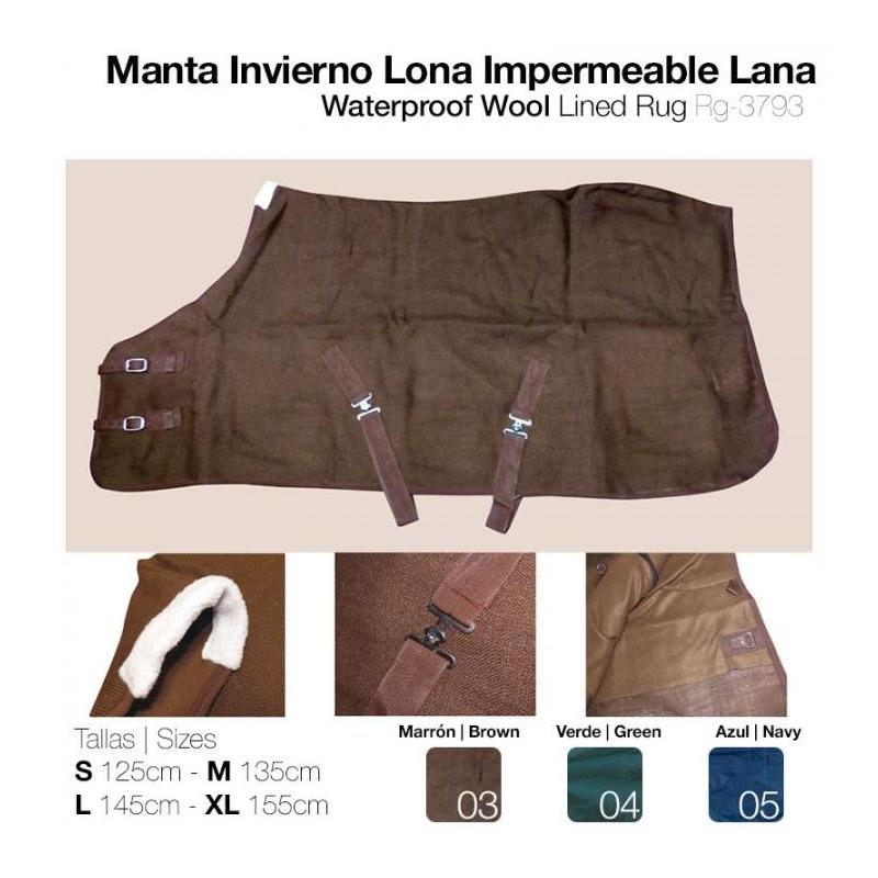 Manta Invierno Lona Impermeable Lana Variante Zaldi MARRÓN S