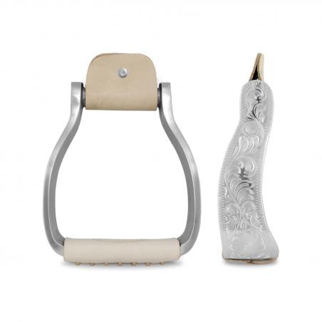 Aluminum And Leather Western Tooled Stirrups