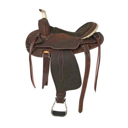 Lakota Western Saddle Round Skirt Engraved And With Silver Wire