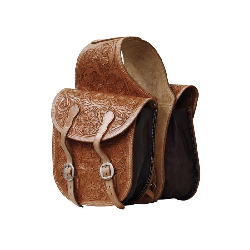 Pool's Leather Saddle Bag Flowers
