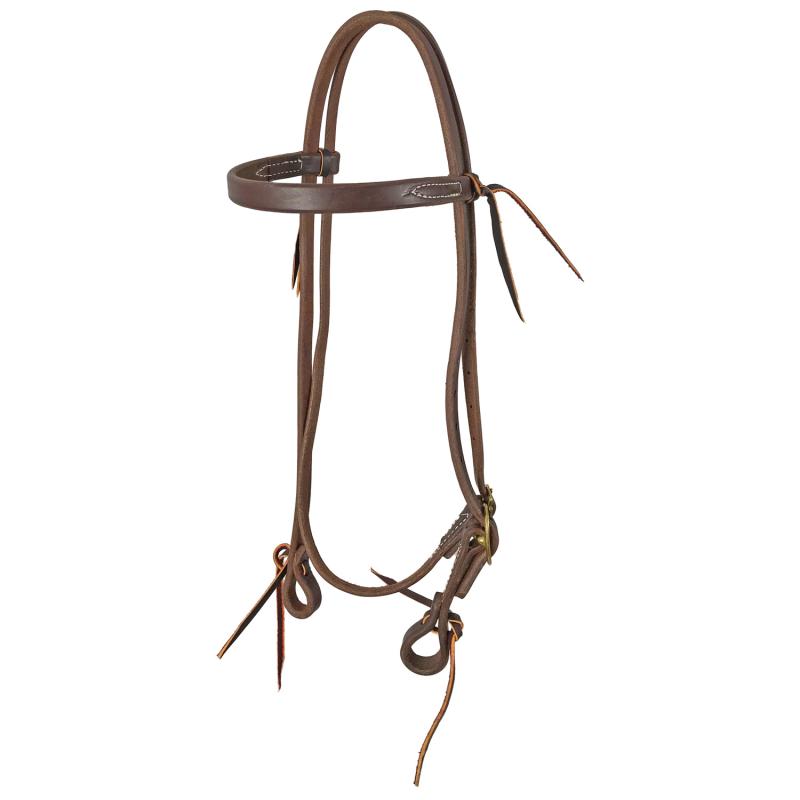 Pool's Streight Browband Headstall With Oily Leather, One Brass Buckle For Adj