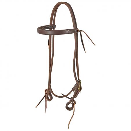 Pool's Streight Browband Headstall With Oily Leather, One Brass Buckle For Adj