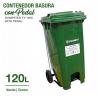 Contenedor Basura Verde 120L Con Pedal Yy-120C