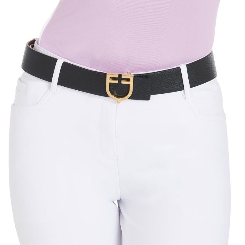 Double-Face Smooth Leather Belt With Logo Buckle