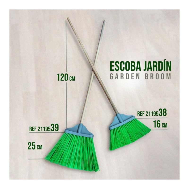 Escoba Jardín 16Cm. Con Palo 1.20M.