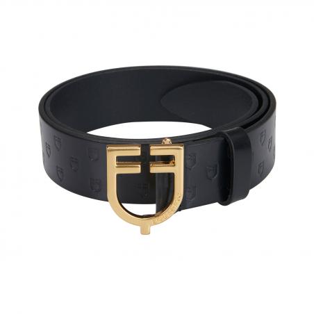 Leather Logo Belt With Logoed Buckle