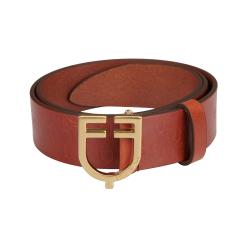 Leather Logo Belt With Logoed Buckle