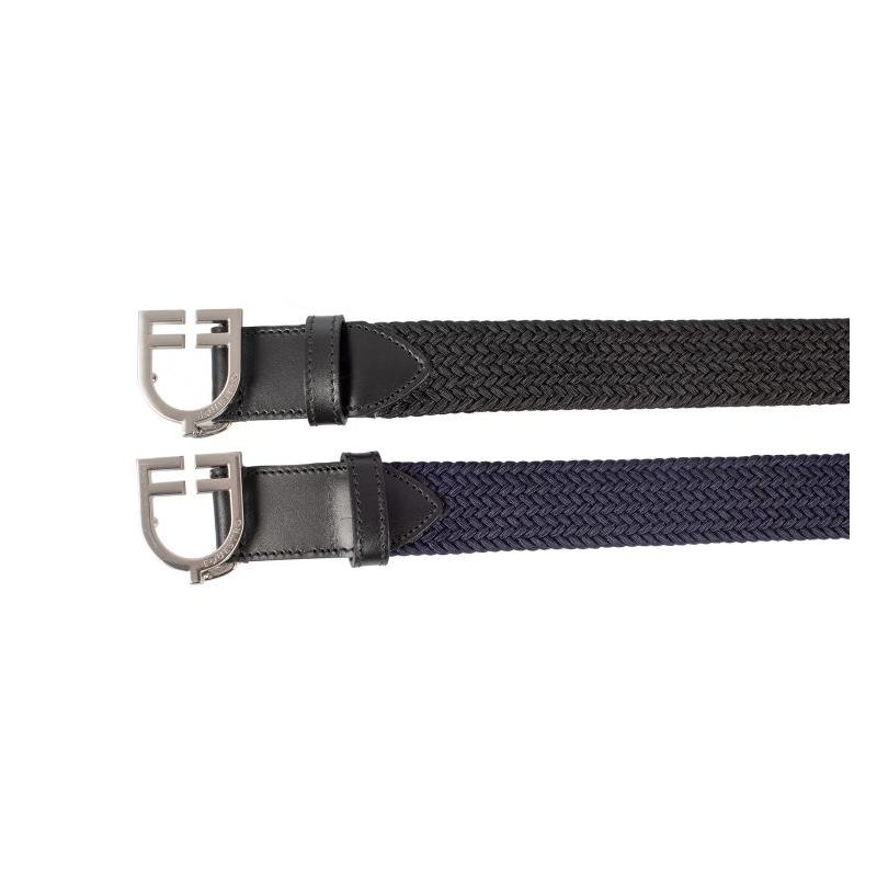 Leather Elastic Belt With Logoed Buckle