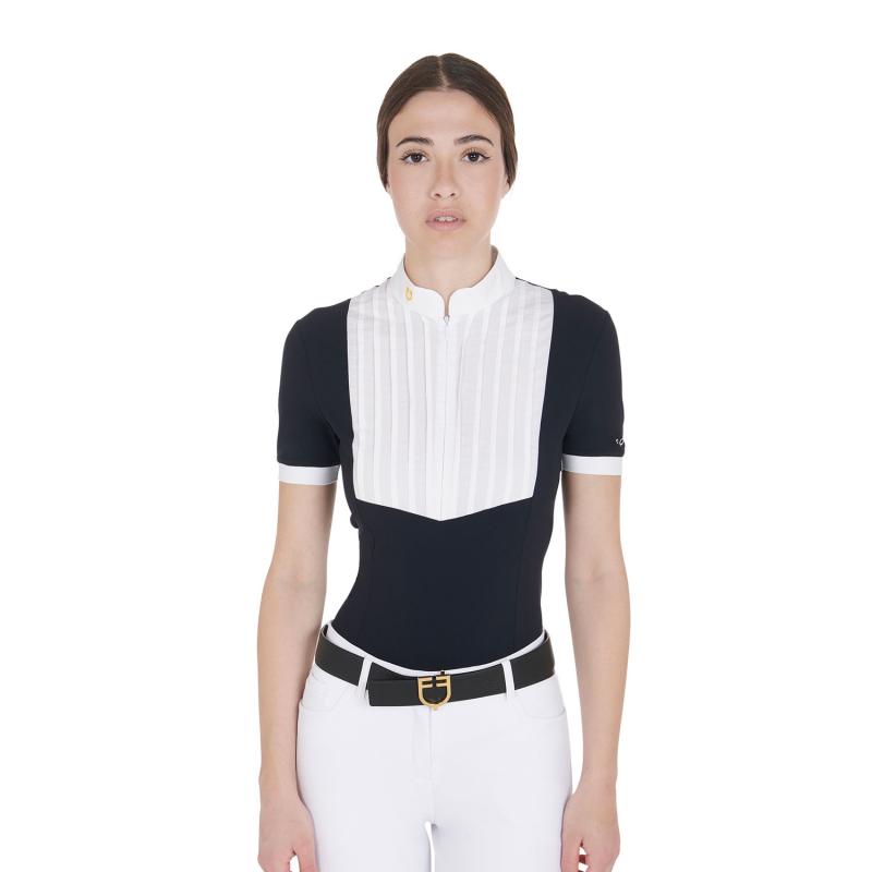 Women's Slim Fit Pleated Cotton Polo Shirt