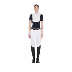 Women's Slim Fit Pleated Cotton Polo Shirt