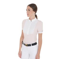 Women's Slim Fit Pleated Cotton Polo Shirt