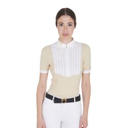 Women's Slim Fit Pleated Cotton Polo Shirt