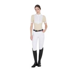 Women's Slim Fit Pleated Cotton Polo Shirt