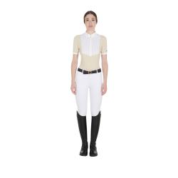 Women's Slim Fit Pleated Cotton Polo Shirt