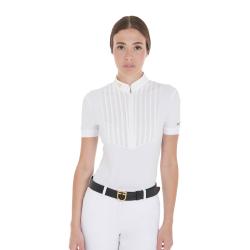 Women's Slim Fit Pleated Cotton Polo Shirt
