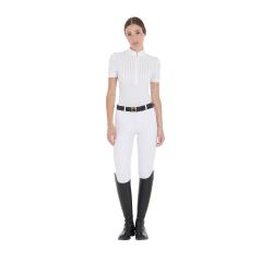 Women's Slim Fit Pleated Cotton Polo Shirt
