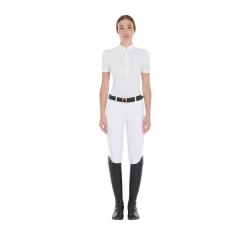 Women's Slim Fit Pleated Cotton Polo Shirt