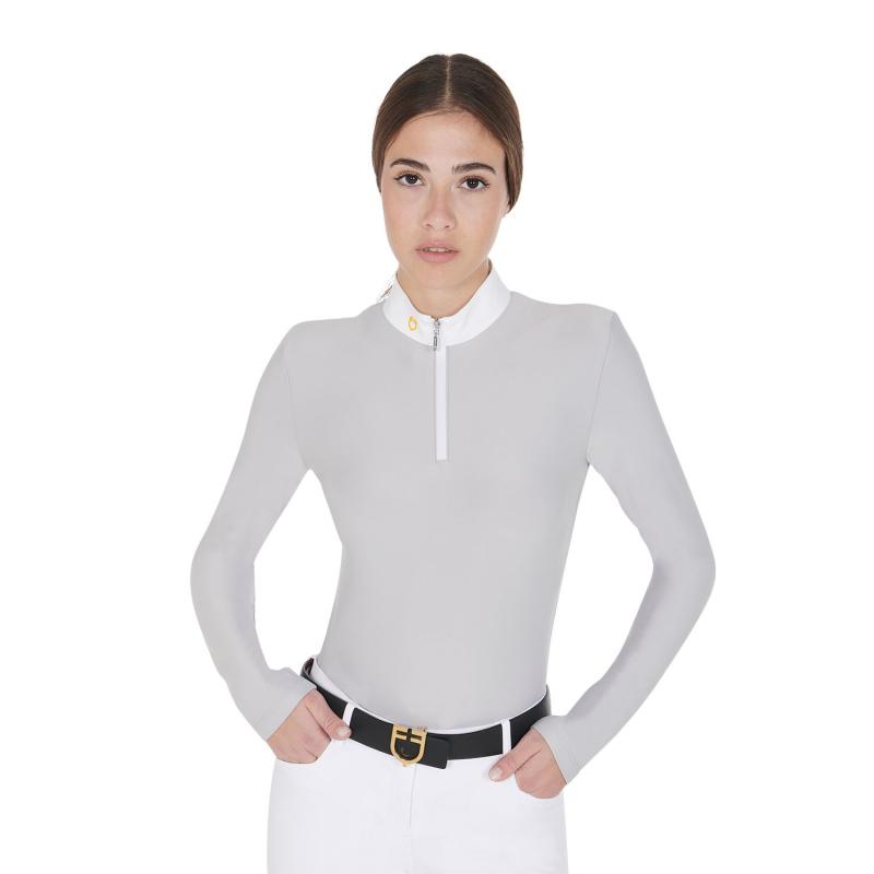 Women's Long Sleeved Polo Shirt In Technical Fleece Fabric