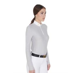 Women's Long Sleeved Polo Shirt In Technical Fleece Fabric