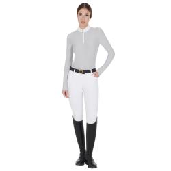 Women's Long Sleeved Polo Shirt In Technical Fleece Fabric