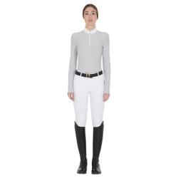 Women's Long Sleeved Polo Shirt In Technical Fleece Fabric
