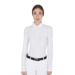 Women's Long Sleeved Polo Shirt In Technical Fleece Fabric
