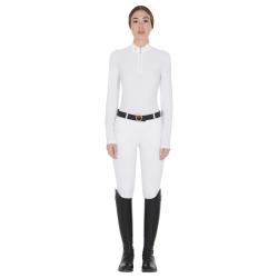 Women's Long Sleeved Polo Shirt In Technical Fleece Fabric