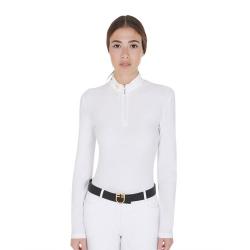 Women's Long Sleeved Polo Shirt In Technical Fleece Fabric