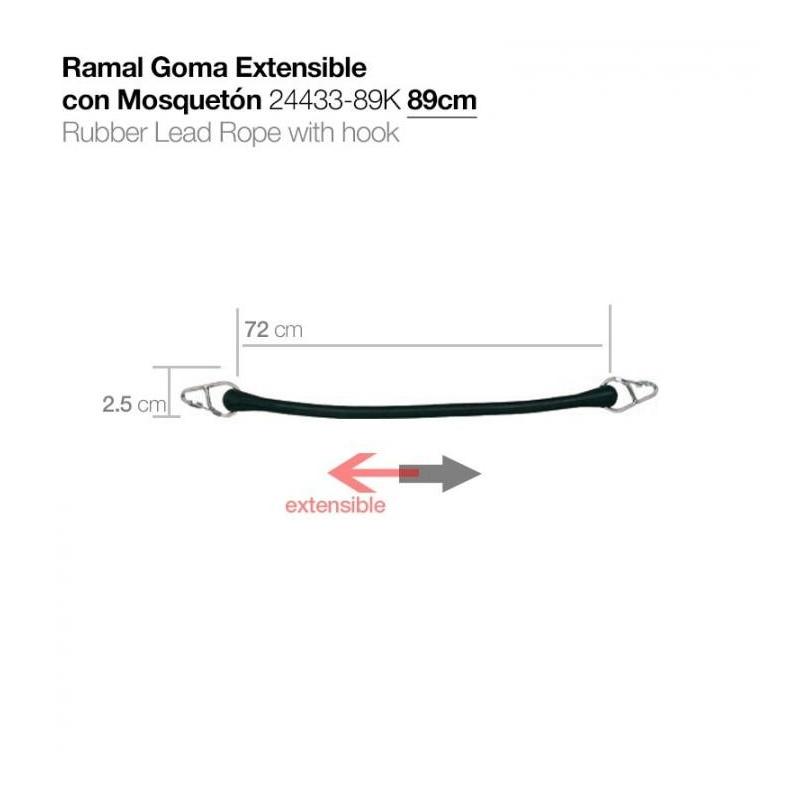  Ramal Goma Extensible Con Mosquetón 24433-89k 89cm
