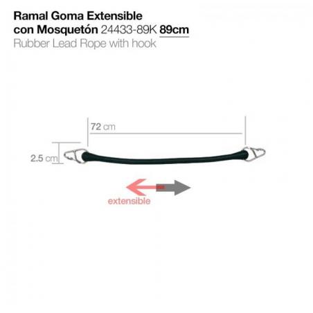  Ramal Goma Extensible Con Mosquetón 24433-89k 89cm