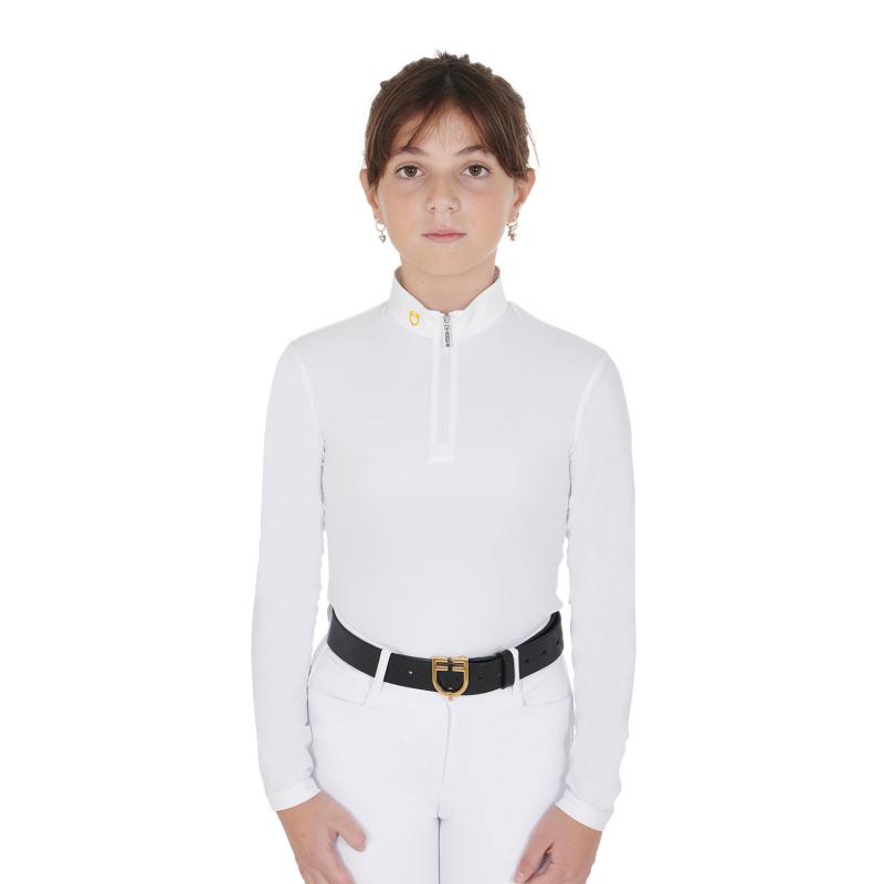 Girl's Slim Fit Polo Shirt In Technical Fleece Fabric