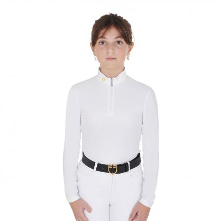 Girl's Slim Fit Polo Shirt In Technical Fleece Fabric