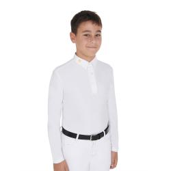 Boy's Long-Sleeved Polo Shirt In Technical Fleece Fabric