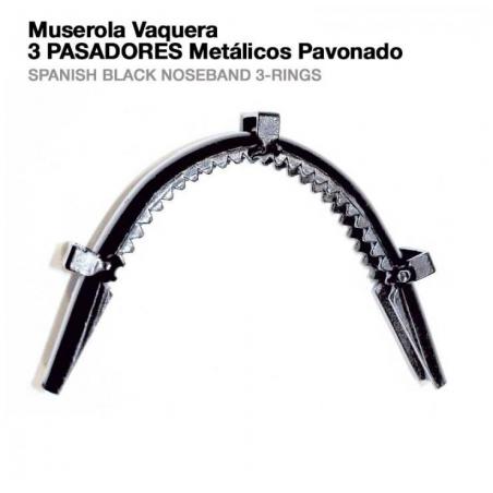 Muserola Vaquera 3 Pasadores Metálicos Pavonado