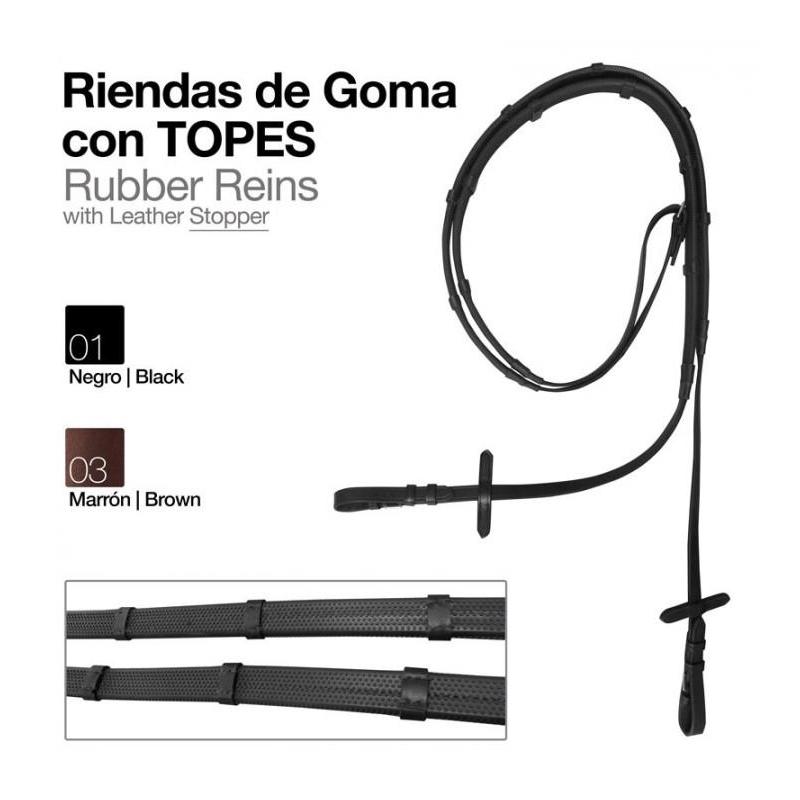 Riendas Goma Cuero Con Topes
