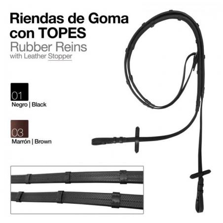  Riendas Goma Cuero Con Topes