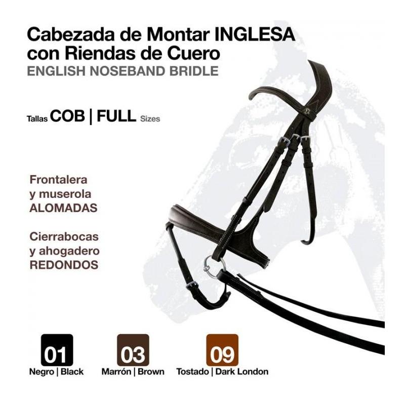  Cabezada Montar Inglesa Rienda Cuero