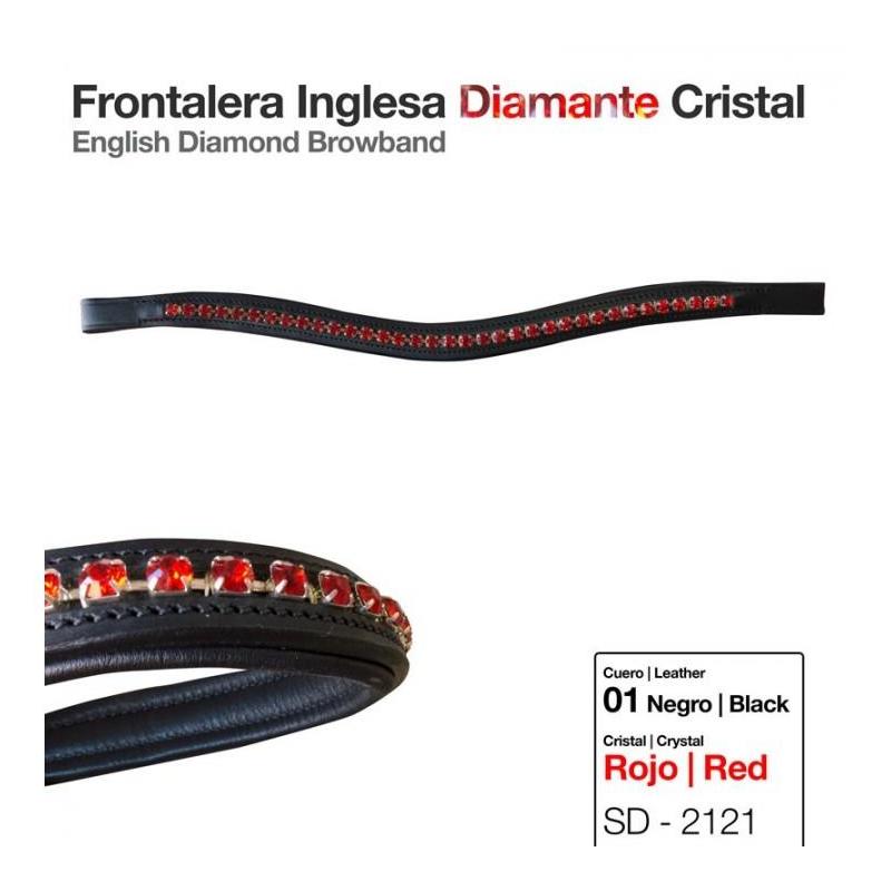 Frontalera Inglesa Diamante Cristal Rojo Negro