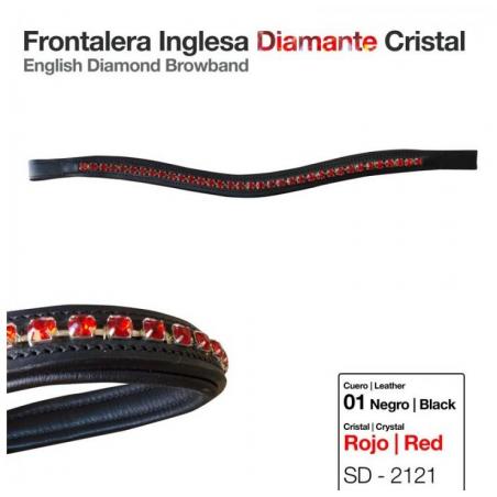 Frontalera Inglesa Diamante Cristal Rojo Negro