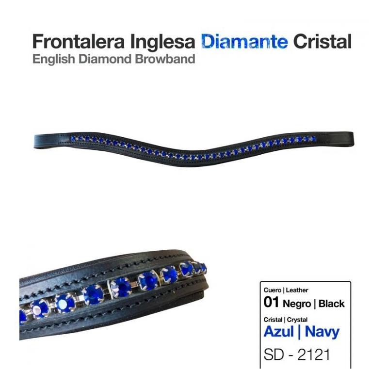  Frontalera Inglesa Diamante Cristal Azul Negro