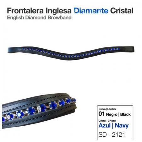  Frontalera Inglesa Diamante Cristal Azul Negro