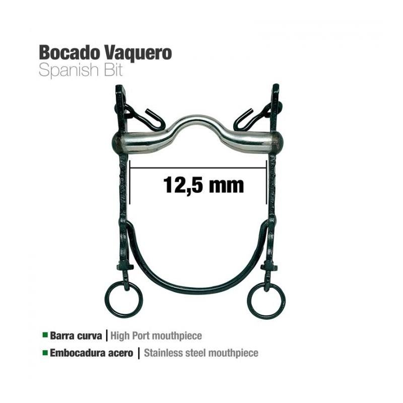  Bocado Vaquero B/curva Embocadura Acero 12.5cm