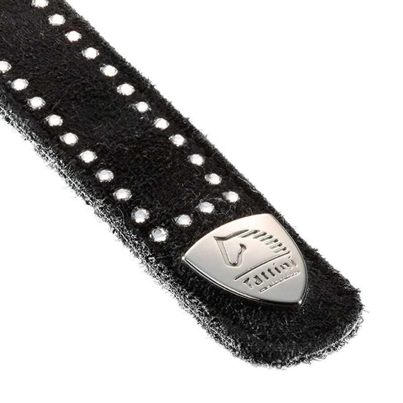 Tira De Cuero Aterciopelado Con 2 Filas De Brillantes