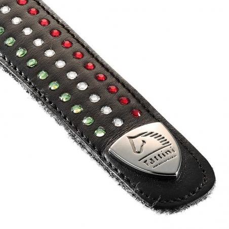 Tira De Cuero Con Brillantes Bandera Italia